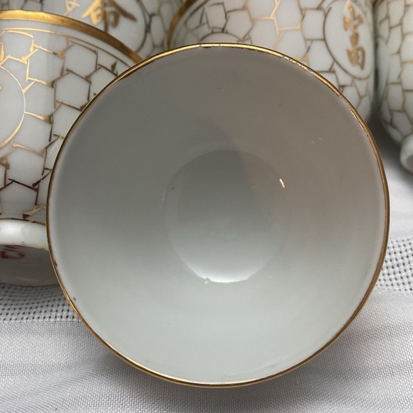 Antique Chinese jiang xi Porcelain Tea Cup Set of 10 " Long Life & Prosperity" - Picture 13 of 16